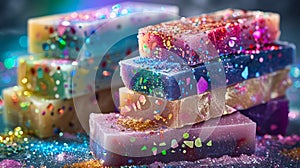 A highend soap making kit containing nourishing oils fragrant essential oils and colorful mica powders for crafting photo
