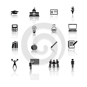 Higher education icons set