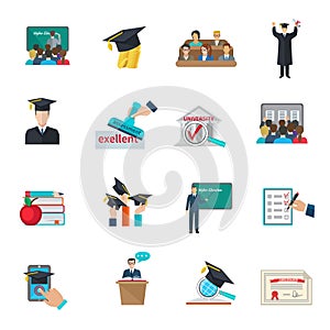 Higher education icons set photo