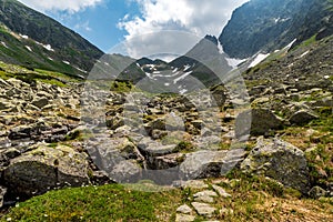 Higher part of Hlinska dolina valley in Vysoke Tatry mountains in Slovakia