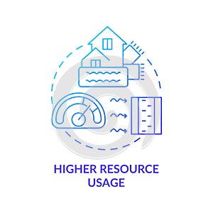 Higher resource usage blue gradient concept icon