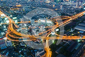 Highest Aerial view of Bangkok Highway interchanged