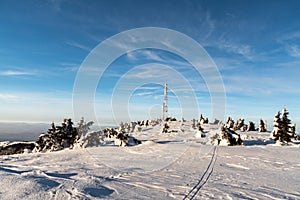 Vrch Velká Luka na Martinských holích v pohoří Malá Fatra na Slovensku v zimě