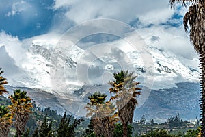 the highest mountain of Peru Huascaran in the Cordillera Blanca mountain range in the Yungay province