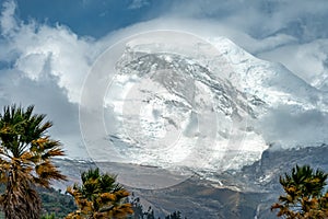 the highest mountain of Peru Huascaran in the Cordillera Blanca mountain range in the Yungay province