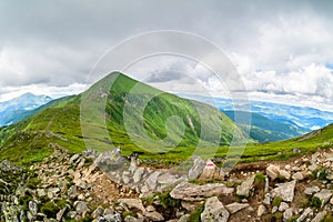 The highest mountain of Ukraine Hoverla 2061 m. Chornogora ridge, Ukraine.