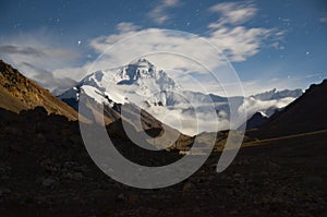 The highest mountain in world at night