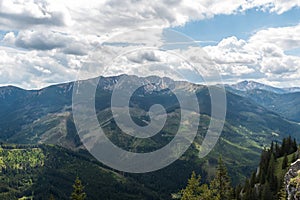 Highest part of Low Tatras mountains from Ohniste hill in Slovakia