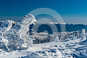 Najvyššia časť pohoria velka fatra z vrchu velka luka v zime mala fatra na slovensku