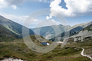 Highest part of Ziarska dolina valley with Ziarske pleso lake in Zapadne Tatry mountains in Slovakia