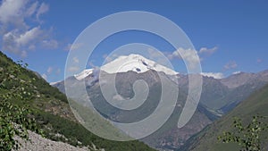 The highest point of Europe, Mount Elbrus. View from the eastern gorge.