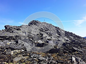 The highest point, the top of the mountain of the Circumpolar Urals in summer