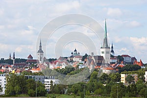 Highest spire of Church of St. Olaf in Tallinn photo