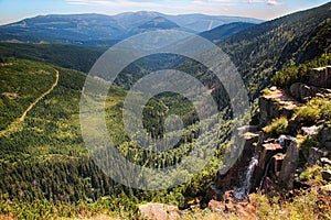 The highest waterfall in National park Giant mountains in Czech republic