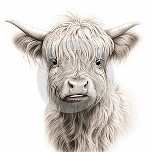 Highland cow calf cute illustration