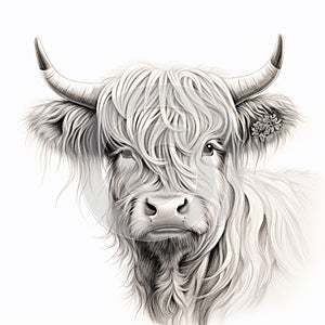 Highland cow calf cute illustration