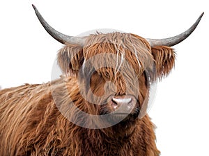 Highland cow on a white background