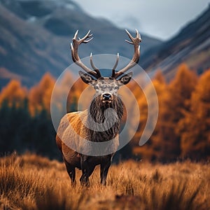 Highland elegance Red deer stag in Scottish autumn wilderness