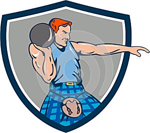 Highland Games Stone Put Throw Crest Retro