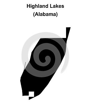 Highland Lakes outline map