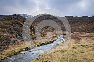 The highland landscape above Kinloch Hourn in Glenquoich forest.