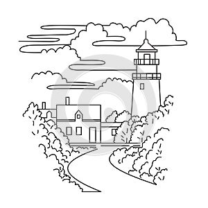 Highland Light or Cape Cod Lighthouse in Massachusetts USA Mono Line Art