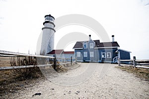 Highland Lighthouse on Cape Cod on a spring day in Barnstable County Massachusetts photo