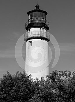 Highland lighthouse tower in Cape Cod centered b&w