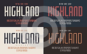 Highland vector condensed bold inline regular and light retro ty