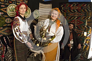 Highlanders Hutsuls in the Carpathians in vintage clothes