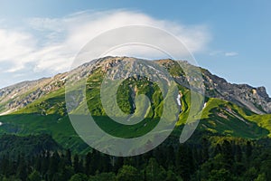 Highlands and green meadows Oshten Fisht in the Caucasus Reserve. Caucasian reserve, mountain, Krasnodar region