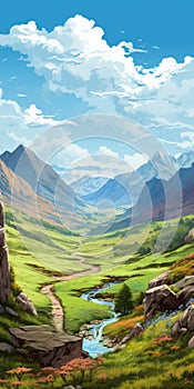 Highlands Illustration: Wild West Landscape In High Quality And Resolution