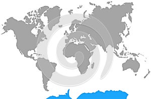 Highlight Antarctica from Continents World Map