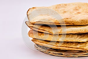 Highlight the Arabic Bread - Lavash-on a white background.