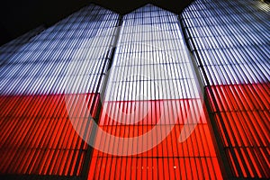 The highlight building is red in white on the occasion of the 100th anniversary of Poland regaining its independence.