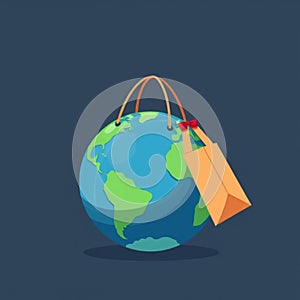 Earth and Shopping Bag Vector Illustration photo
