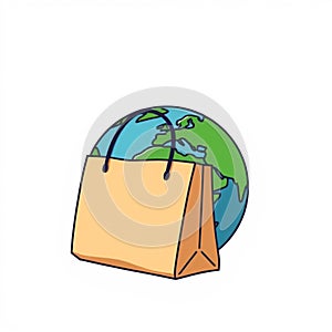 Earth and Shopping Bag Vector Illustration photo