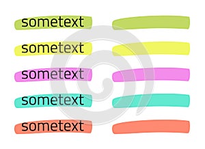 Highlight marker for text to mark yellow green element vector or felt tip pen paint stripe strikethrough isolated hand drawn