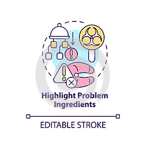 Highlight problem ingredients concept icon