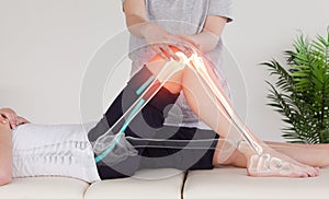 Highlighted bones of woman at physiotherapist