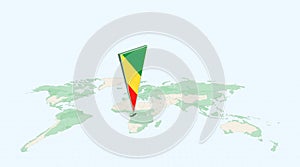 Highlighted Congo on Global Map with 3D Flag Location Pin of Congo photo