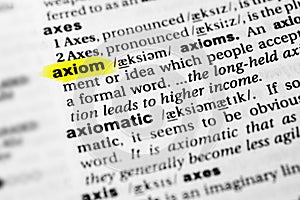 Highlighted English word `axiom` and its definition in the dictionary