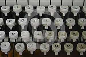 highlighted old typewriter keys isolated