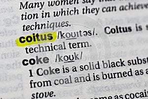 Highlighted word coitus concept and meaning