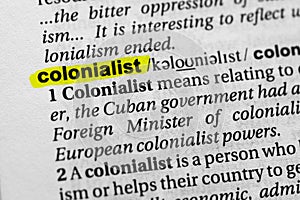 Highlighted word colonialist concept and meaning photo