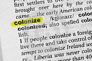 Highlighted word colonize concept and meaning