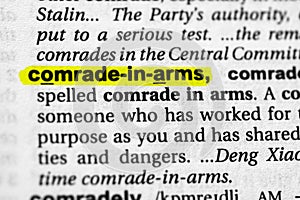 Highlighted word comrade in arms concept and meaning