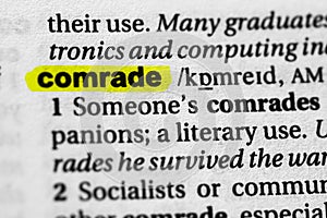 Highlighted word comrade concept and meaning