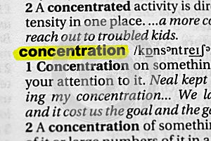 Highlighted word concentration concept and meaning