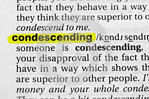 Highlighted word condescending concept and meaning